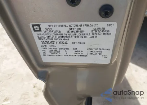 2001 Chevrolet Silverado 1500 Ls from USA, damaged, VIN 2GCEC19T711397213